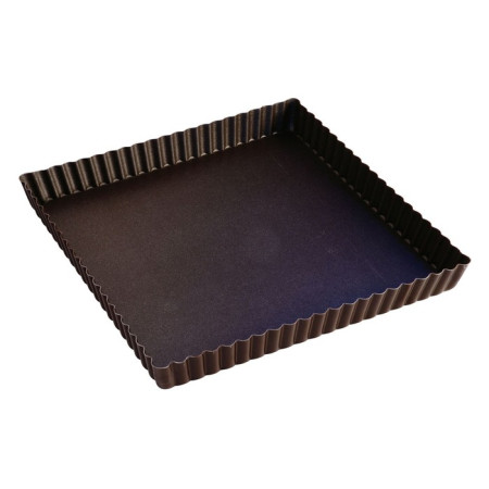 Tarte carrée cannelée anti-adhérent 230x230 mm (lot de 3)