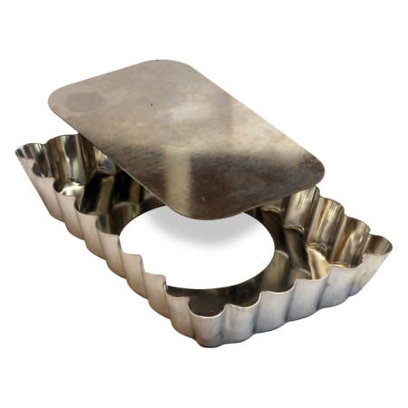 Tartelette rectangle cannelée fond mobile fer blanc 120x75 mm (lot de 12)