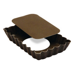 Tartelette rectangle cannelée fond mobile anti-adhérent 120x75 mm (lot de 12)