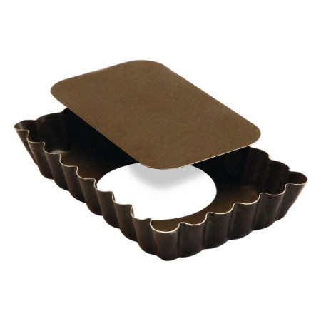 Tartelette rectangle cannelée fond mobile anti-adhérent 120x75 mm (lot de 12)