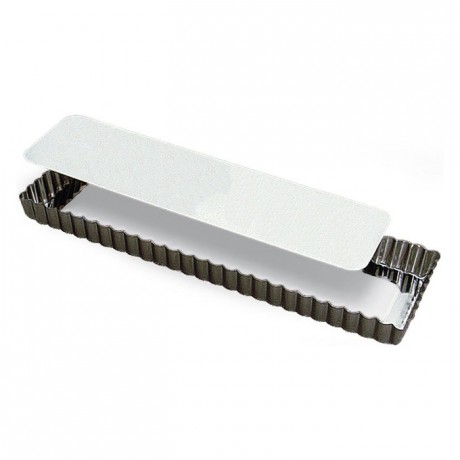 Tarte maison cannelée fond mobile fer blanc 350x110 mm (lot de 3)