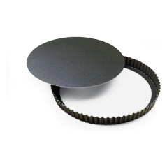 Medium deep round fluted tart mould loose bottom non-stick Ø220 mm (pack of 3)