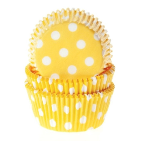 House of Marie Baking cups Polkadot Yellow pk/50