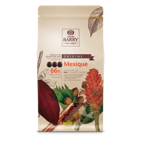 Mexique 66% Origine Rare chocolat noir de couverture pistoles 1 kg