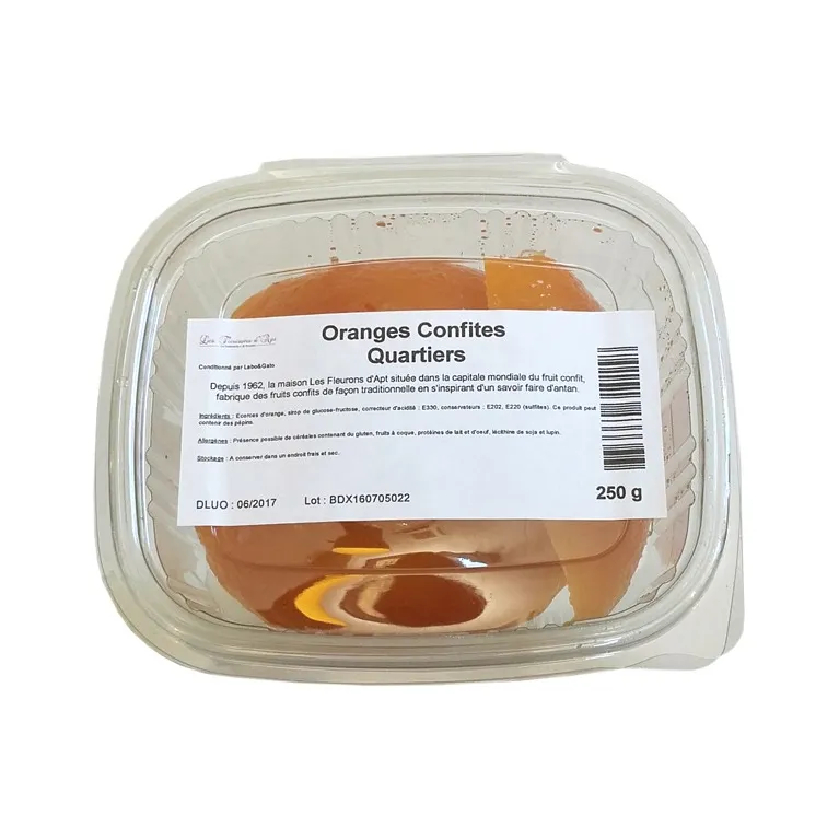 Oranges confites quartiers 250 g