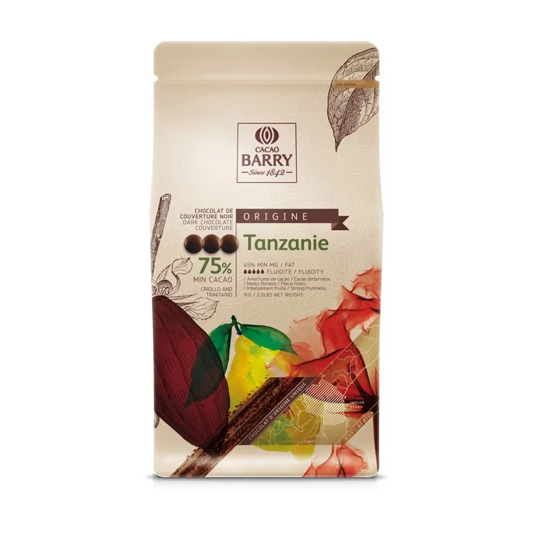 Tanzania Rare Origin 75% Dark chocolate couverture 1 kg