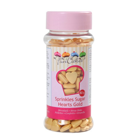 FunCakes Sugar Hearts Gold 80g