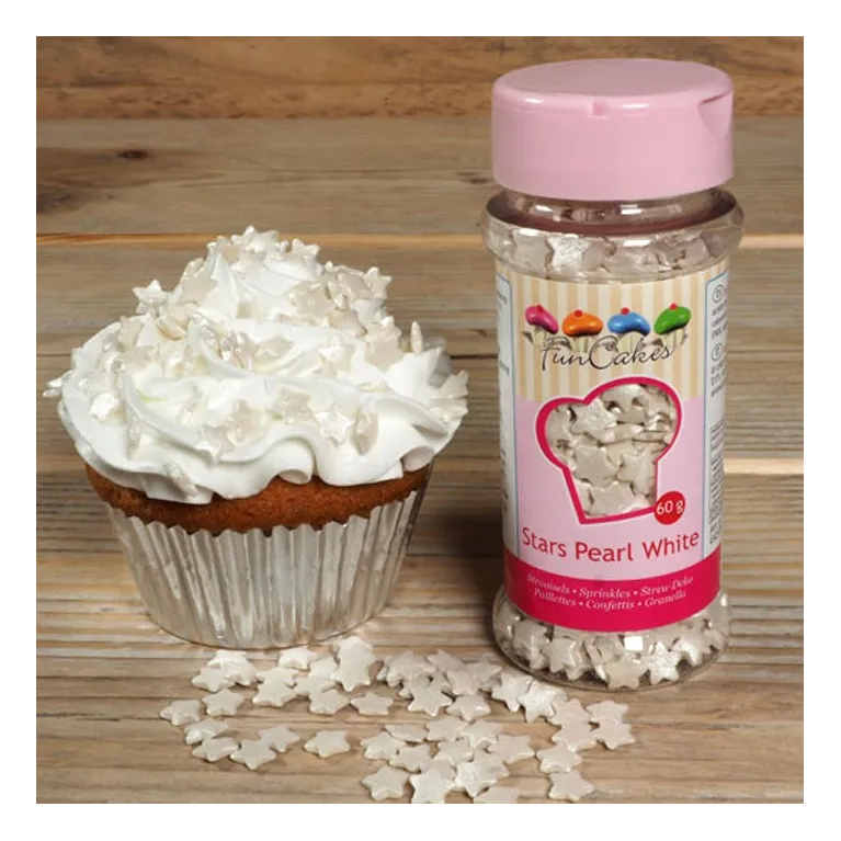 Etoiles blanc perlé en sucre FunCakes 60 g