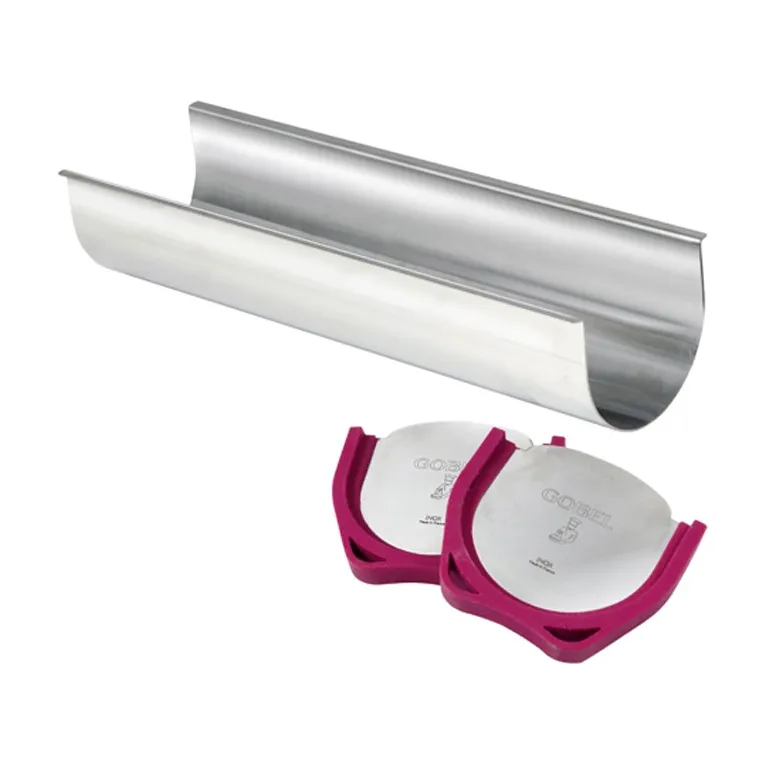 Gouttière à bûche arrondie à embouts amovibles inox L300 mm