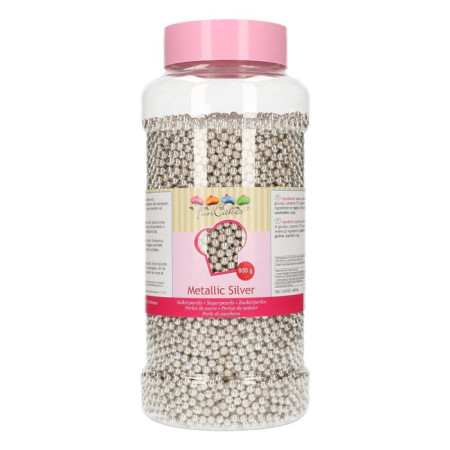 Perles de sucre FunCakes argent métallisé 4 mm 800 g