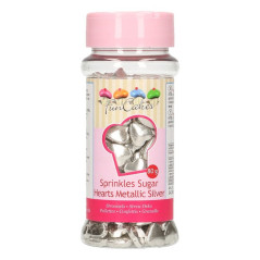 FunCakes Sugar Hearts Metallic Silver 80g