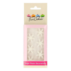 Décorations en sucre FunCakes flocons de neige blanc 6 pièces