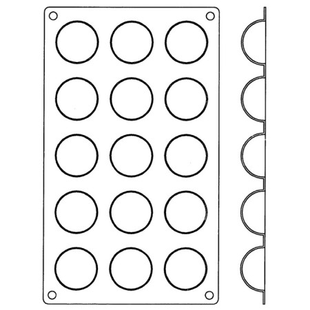 Moule silicone Gastroflex 15 demi sphères Ø 43 mm