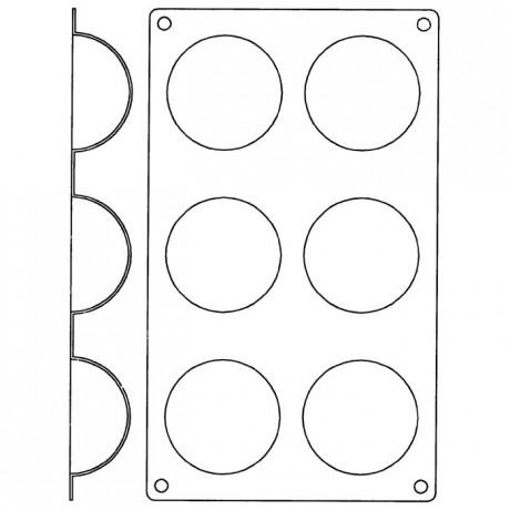 Silicone mould Gastroflex 6 half spheres Ø 70 mm