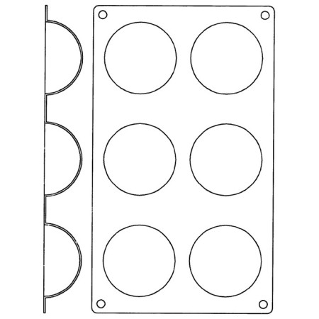 Silicone mould Gastroflex 6 half spheres Ø 70 mm