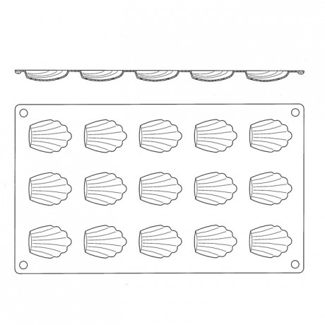 Moule silicone Gastroflex 15 madeleines 44 x 34 mm