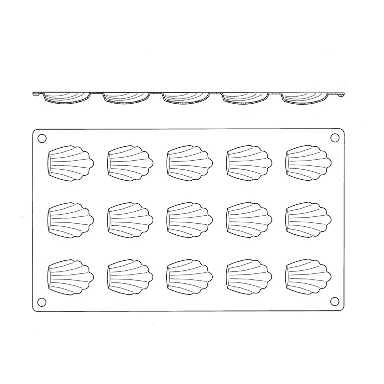 Silicone mould Gastroflex 15 madeleines 44 x 34 mm
