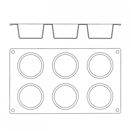 Moule silicone Gastroflex 6 muffins Ø 70 mm