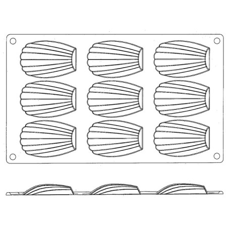 Moule silicone Gastroflex 9 madeleines 68 x 38 mm
