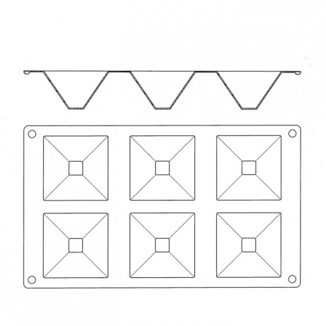 Moule silicone Gastroflex 6 pyramides 70 x 70 mm