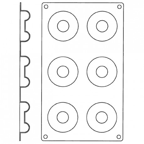 Silicone mould Gastroflex 6 savarins Ø 65 mm
