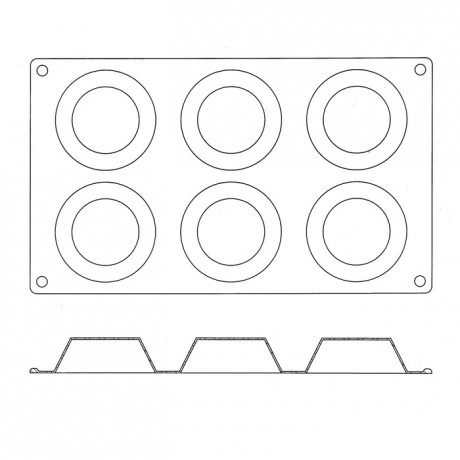 Silicone mould Gastroflex 6 tatin tarts Ø 75 mm