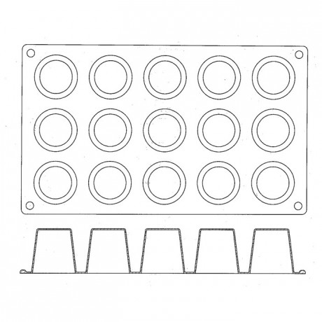 Moule silicone Gastroflex 15 darioles rondes Ø 45 mm