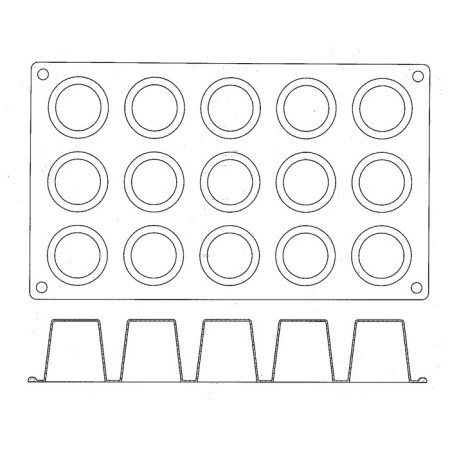 Moule silicone Gastroflex 15 darioles rondes Ø 45 mm