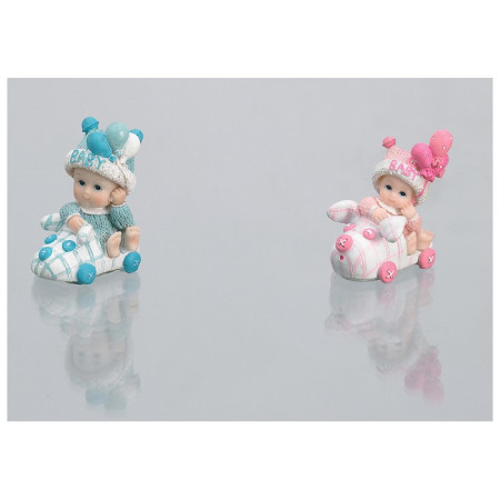 Bébé voiture et ballon rose (lot de 8)