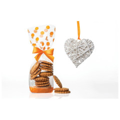 Sachet à pois orange 220 x 100 mm (lot de 100)