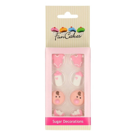 Décors en sucre FunCakes Baby Girl 8 pièces