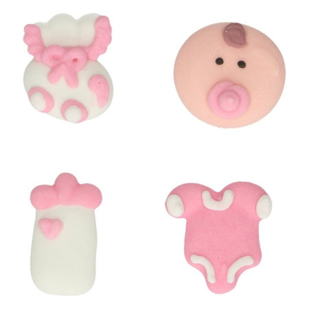 Décors en sucre FunCakes Baby Girl 8 pièces