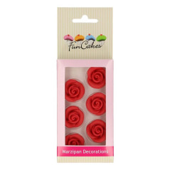 FunCakes Marzipan Decorations Roses Red Set/6