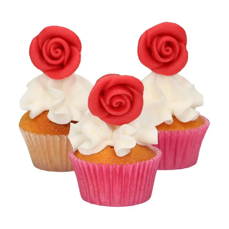 FunCakes Marzipan Decorations Roses Red Set/6