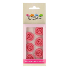 FunCakes Marzipan Decorations Roses Pink Set/6
