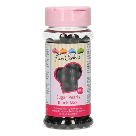 Perles de sucre FunCakes noir brillant 7 mm 80 g