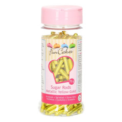 Bâtonnets en sucre métallisés FunCakes jaune doré 70 g