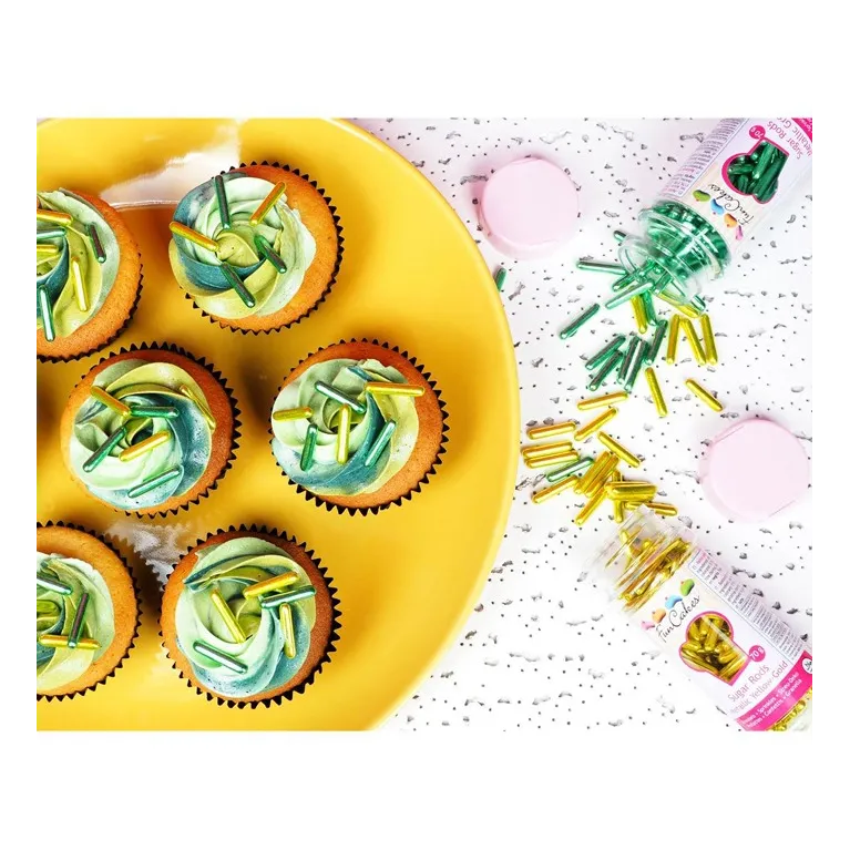 Bâtonnets en sucre métallisés FunCakes or 70 g