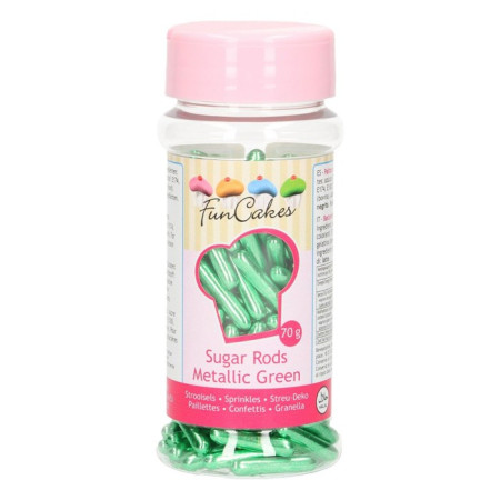 FunCakes Metallic Sugar Rods XL Green 70g